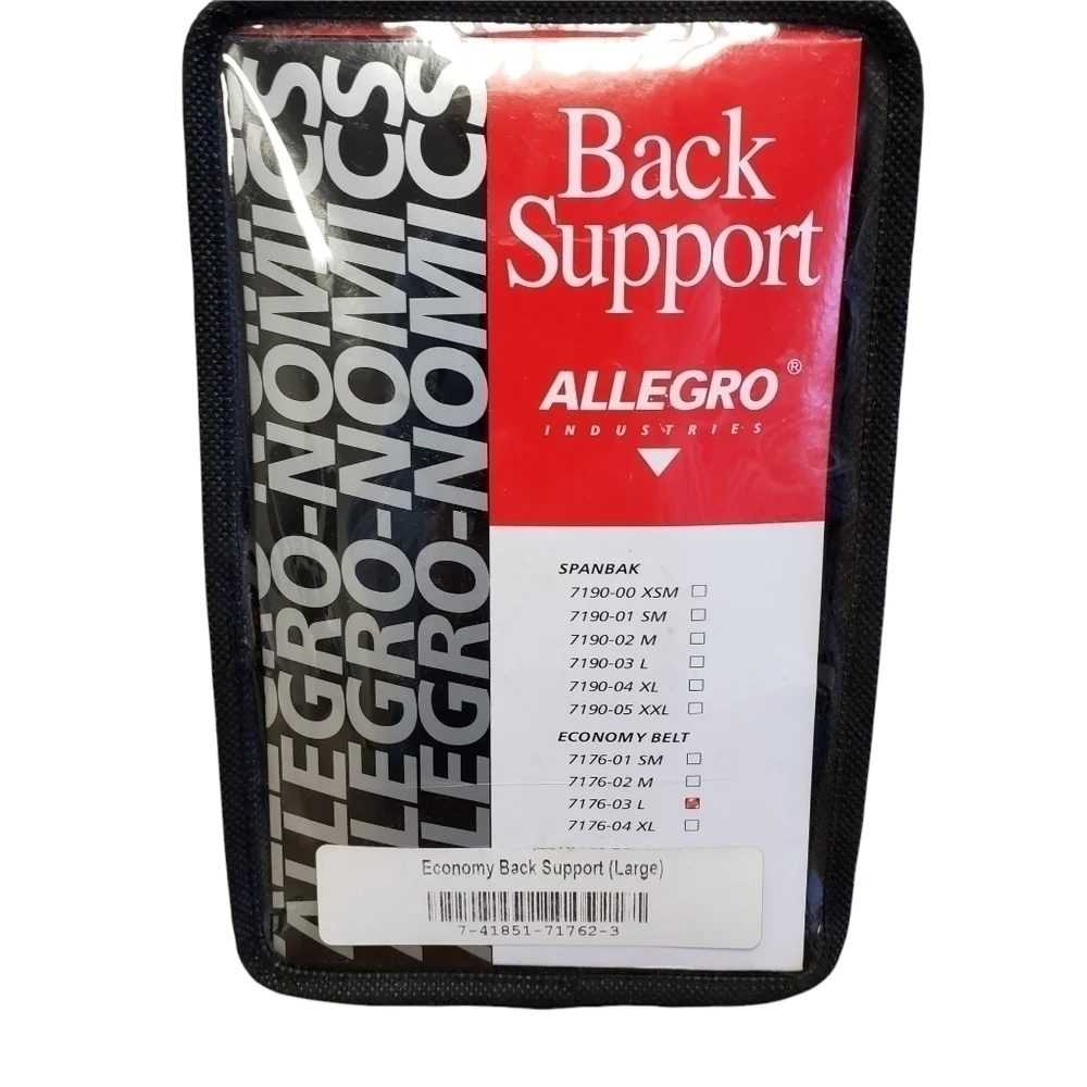 Allegro-Nomics Back Support Elastic Band Belt 7176-03 L New in Package NWT